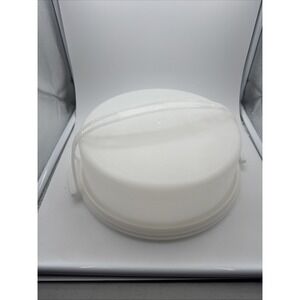 Tupperware Pie Taker Carrier Round Cake Holder With Handle Vintage 12.5x4"